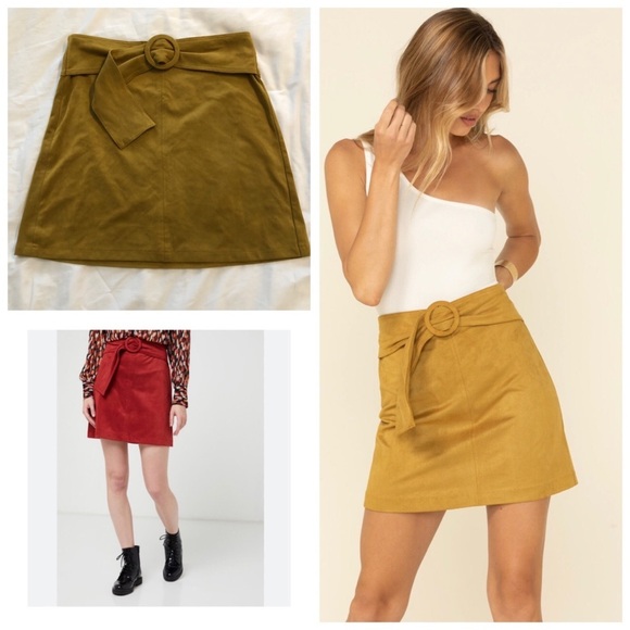 MOLLY BRACKEN faux suede belted skirt. Size S. - Picture 1 of 11